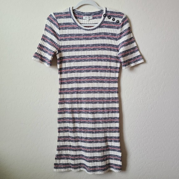 NWT Madewell Rib Knit Mini Dress in Lawton Stripe - Picture 2 of 6